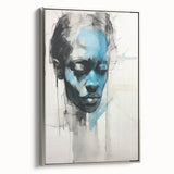 Abstract Electric Portrait - Expressive Blue and Black Minimalist Art