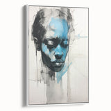 Abstract Electric Portrait - Expressive Blue and Black Minimalist Art