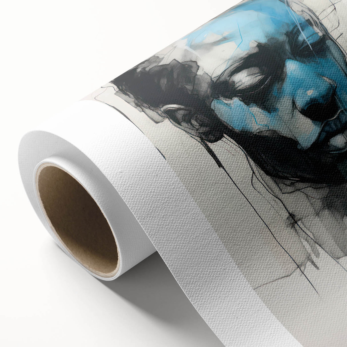Abstract Electric Portrait - Expressive Blue and Black Minimalist Art