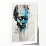 Abstract Electric Portrait - Expressive Blue and Black Minimalist Art