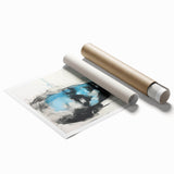 Abstract Electric Portrait - Expressive Blue and Black Minimalist Art