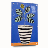 Vibrant Electric Botanical Art - Modern Blue and Yellow Plant Wall Decor