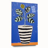 Vibrant Electric Botanical Art - Modern Blue and Yellow Plant Wall Decor