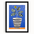 Vibrant Electric Botanical Art - Modern Blue and Yellow Plant Wall Decor