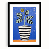 Vibrant Electric Botanical Art - Modern Blue and Yellow Plant Wall Decor