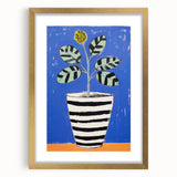Vibrant Electric Botanical Art - Modern Blue and Yellow Plant Wall Decor