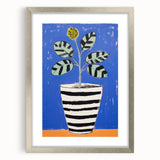 Vibrant Electric Botanical Art - Modern Blue and Yellow Plant Wall Decor