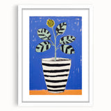 Vibrant Electric Botanical Art - Modern Blue and Yellow Plant Wall Decor