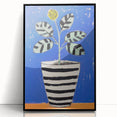 Vibrant Electric Botanical Art - Modern Blue and Yellow Plant Wall Decor