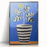 Vibrant Electric Botanical Art - Modern Blue and Yellow Plant Wall Decor