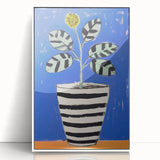Vibrant Electric Botanical Art - Modern Blue and Yellow Plant Wall Decor
