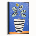 Vibrant Electric Botanical Art - Modern Blue and Yellow Plant Wall Decor