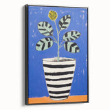 Vibrant Electric Botanical Art - Modern Blue and Yellow Plant Wall Decor