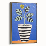 Vibrant Electric Botanical Art - Modern Blue and Yellow Plant Wall Decor