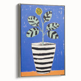 Vibrant Electric Botanical Art - Modern Blue and Yellow Plant Wall Decor