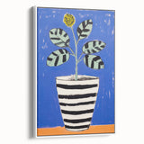Vibrant Electric Botanical Art - Modern Blue and Yellow Plant Wall Decor