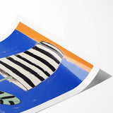 Vibrant Electric Botanical Art - Modern Blue and Yellow Plant Wall Decor