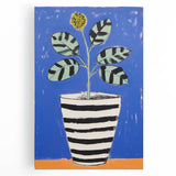 Vibrant Electric Botanical Art - Modern Blue and Yellow Plant Wall Decor