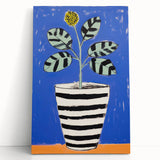 Vibrant Electric Botanical Art - Modern Blue and Yellow Plant Wall Decor