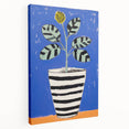 Vibrant Electric Botanical Art - Modern Blue and Yellow Plant Wall Decor