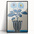 Blue Electric Botanical Art - Contemporary Floral Wall Decor in Stripes