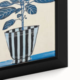 Blue Electric Botanical Art - Contemporary Floral Wall Decor in Stripes