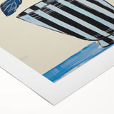 Blue Electric Botanical Art - Contemporary Floral Wall Decor in Stripes