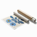 Blue Electric Botanical Art - Contemporary Floral Wall Decor in Stripes