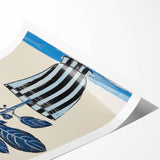 Blue Electric Botanical Art - Contemporary Floral Wall Decor in Stripes