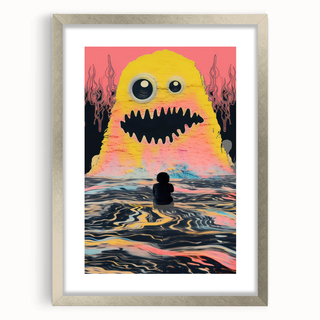 Vibrant Electric Monster Art - Bold Abstract Wall Decor for Kids