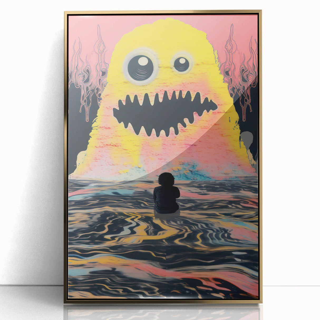 Vibrant Electric Monster Art - Bold Abstract Wall Decor for Kids