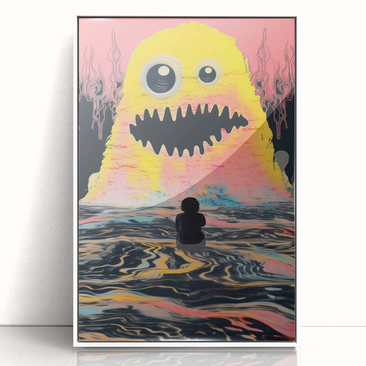 Vibrant Electric Monster Art - Bold Abstract Wall Decor for Kids
