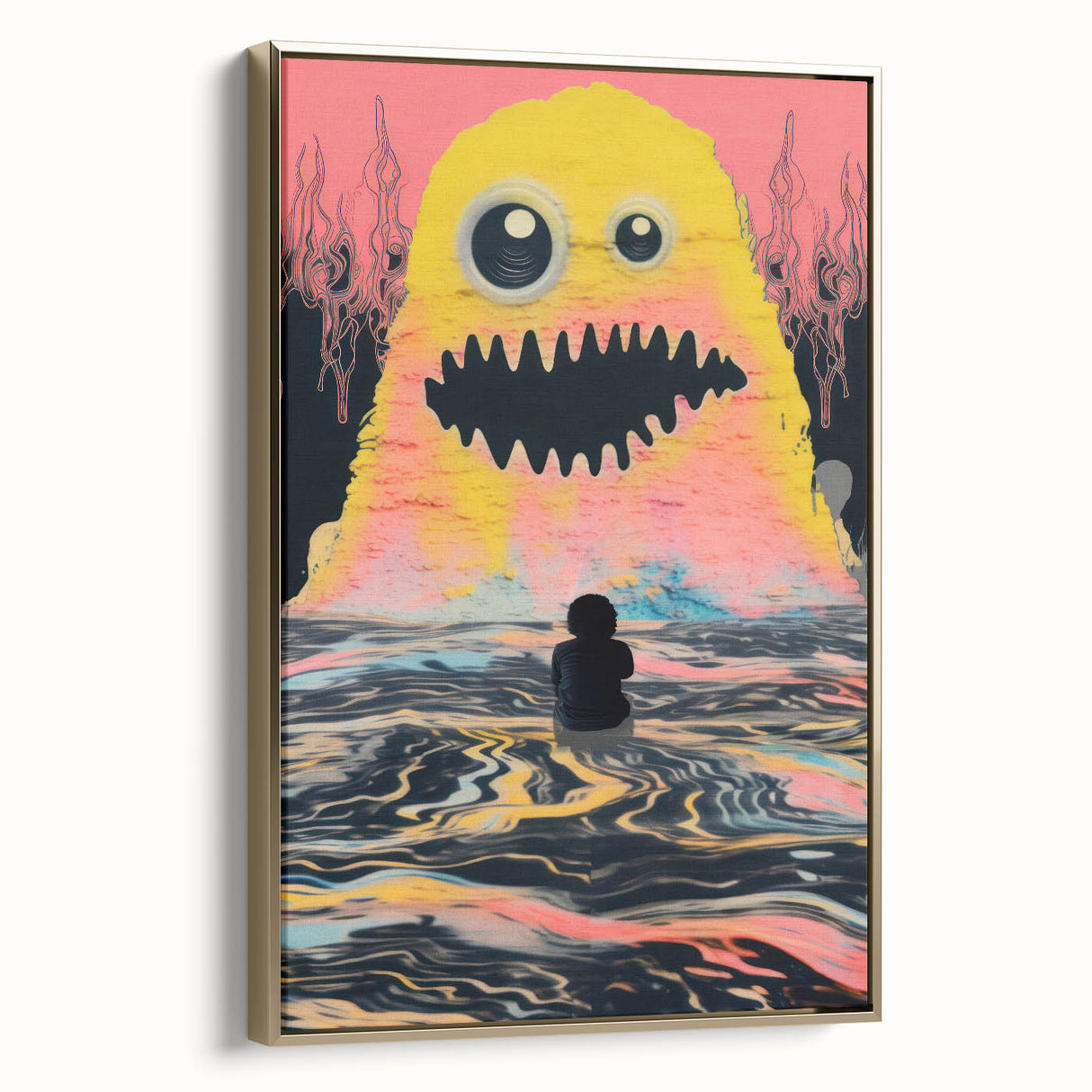 Vibrant Electric Monster Art - Bold Abstract Wall Decor for Kids