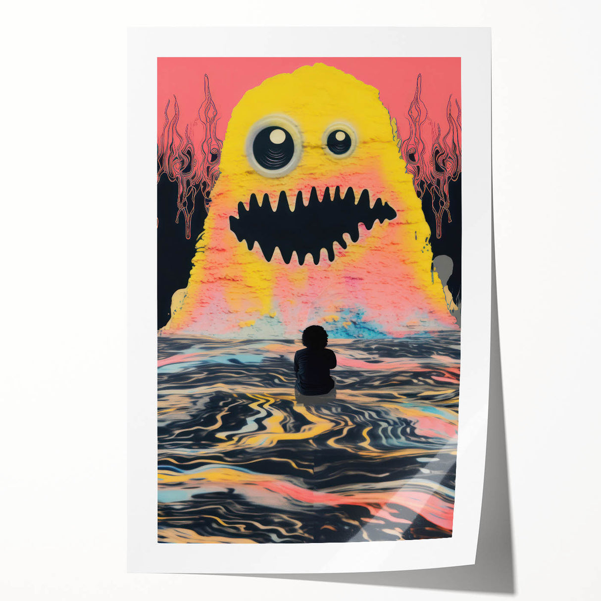 Vibrant Electric Monster Art - Bold Abstract Wall Decor for Kids