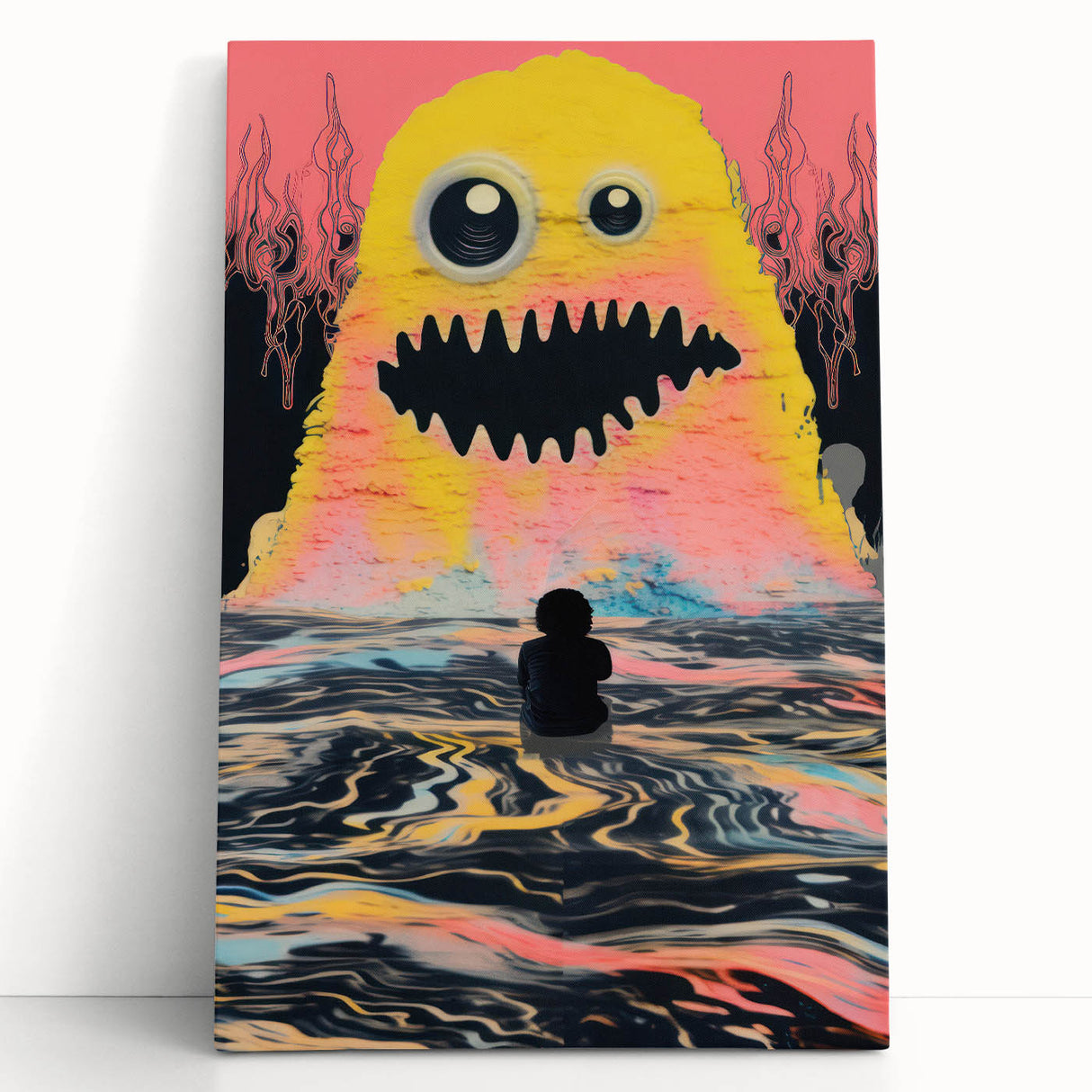 Vibrant Electric Monster Art - Bold Abstract Wall Decor for Kids