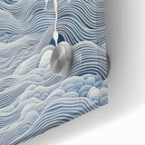 Abstract Electric Wave Art - Flowing Blue and White Modern Decor Canvas