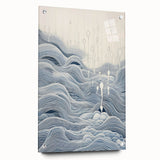 Abstract Electric Wave Art - Flowing Blue and White Modern Decor Canvas
