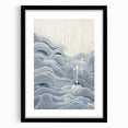 Abstract Electric Wave Art - Flowing Blue and White Modern Decor Canvas