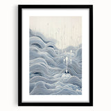 Abstract Electric Wave Art - Flowing Blue and White Modern Decor Canvas