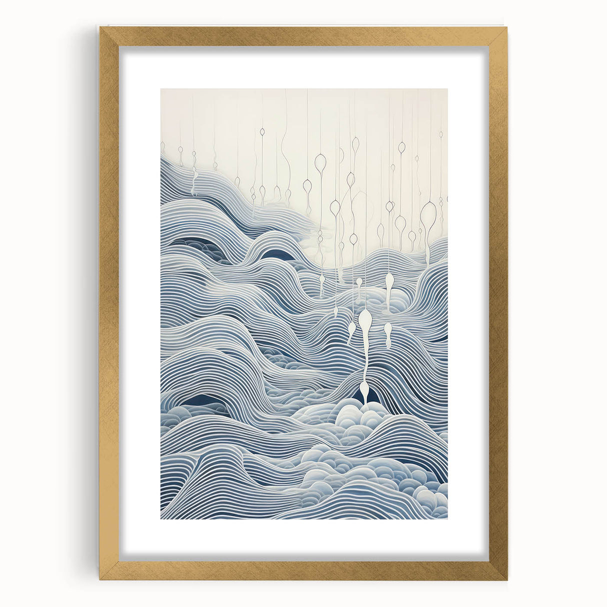 Abstract Electric Wave Art - Flowing Blue and White Modern Decor Canvas