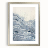 Abstract Electric Wave Art - Flowing Blue and White Modern Decor Canvas