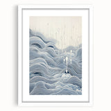 Abstract Electric Wave Art - Flowing Blue and White Modern Decor Canvas