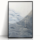 Abstract Electric Wave Art - Flowing Blue and White Modern Decor Canvas