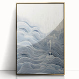 Abstract Electric Wave Art - Flowing Blue and White Modern Decor Canvas