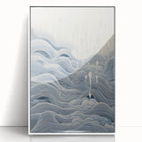 Abstract Electric Wave Art - Flowing Blue and White Modern Decor Canvas