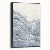 Abstract Electric Wave Art - Flowing Blue and White Modern Decor Canvas