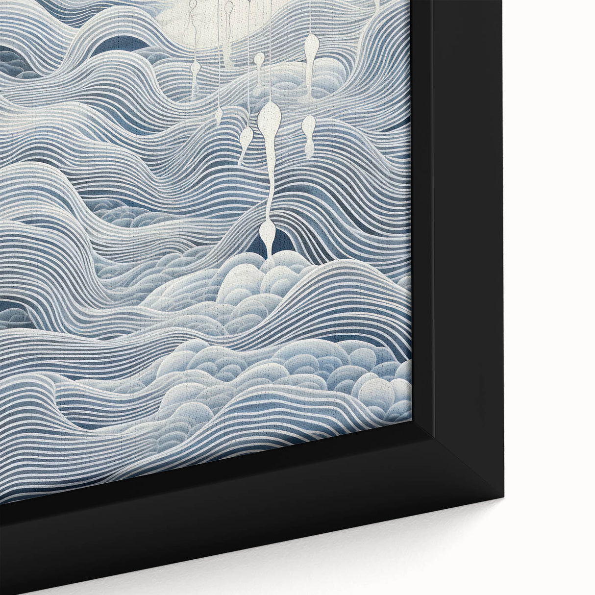 Abstract Electric Wave Art - Flowing Blue and White Modern Decor Canvas