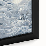 Abstract Electric Wave Art - Flowing Blue and White Modern Decor Canvas