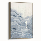Abstract Electric Wave Art - Flowing Blue and White Modern Decor Canvas