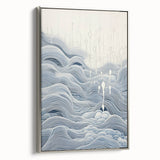 Abstract Electric Wave Art - Flowing Blue and White Modern Decor Canvas